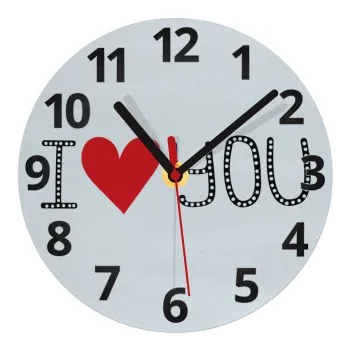 I Love You small dots, Ρολόι τοίχου γυάλινο (20cm)