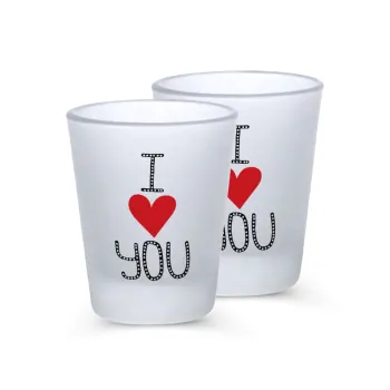 I Love You small dots, Σφηνοπότηρα γυάλινα 45ml του πάγου (2 τεμάχια)