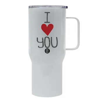 I Love You small dots, Mega Stainless steel Tumbler with lid, double wall 750L