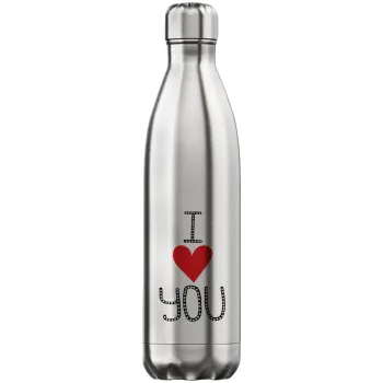I Love You small dots, Inox (Stainless steel) hot metal mug, double wall, 750ml