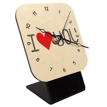 I Love You small dots, Επιτραπέζιο ρολόι σε φυσικό ξύλο (10cm)