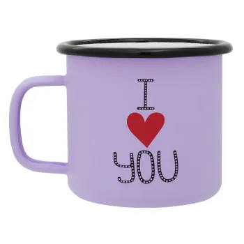 I Love You small dots, Κούπα Μεταλλική εμαγιέ ΜΑΤ Light Pastel Purple 360ml