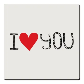 I Love You small dots, Τετράγωνο μαγνητάκι ξύλινο 6x6cm