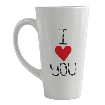 I Love You small dots, Κούπα κωνική Latte Μεγάλη, κεραμική, 450ml