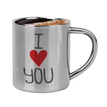 I Love You small dots, Κουπάκι μεταλλικό διπλού τοιχώματος για espresso (220ml)