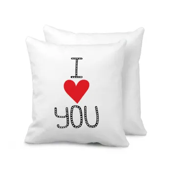 I Love You small dots, Sofa cushion 40x40cm includes filling