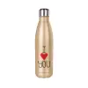 Glitter gold stainless steel thermos bottle, double-walled, 500ml