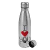 Metallic water bottle, stainless steel, 750ml