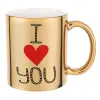 Mug ceramic, gold mirror, 330ml