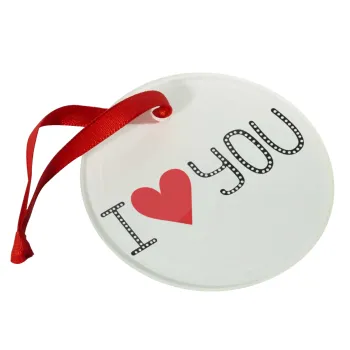I Love You small dots, Christmas ornament glass 9cm