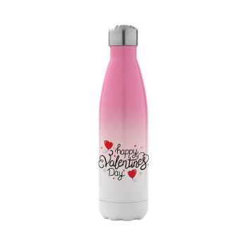 Happy Valentines Day!!!, Metal mug thermos Pink/White (Stainless steel), double wall, 500ml
