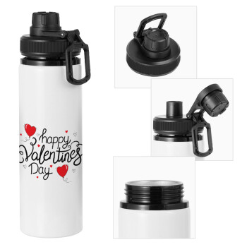 Happy Valentines Day!!!, Μεταλλικό παγούρι νερού με καπάκι ασφαλείας, αλουμινίου 850ml