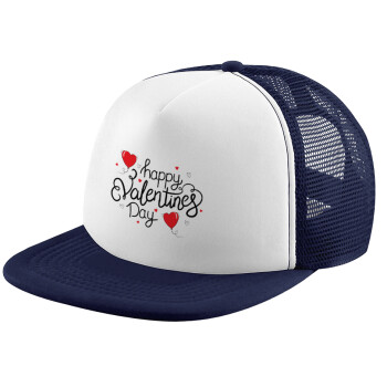Happy Valentines Day!!!, Καπέλο Soft Trucker με Δίχτυ Dark Blue/White 