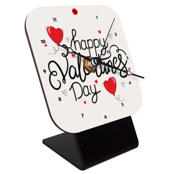 Happy Valentines Day!!!, Επιτραπέζιο ρολόι ξύλινο με δείκτες (10cm)