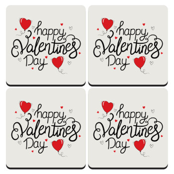 Happy Valentines Day!!!, ΣΕΤ 4 Σουβέρ ξύλινα τετράγωνα (9cm)