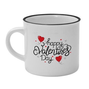 Happy Valentines Day!!!, Κούπα κεραμική vintage Λευκή/Μαύρη 230ml