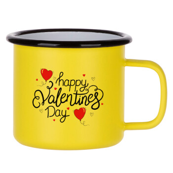Happy Valentines Day!!!, Κούπα Μεταλλική εμαγιέ ΜΑΤ Κίτρινη 360ml