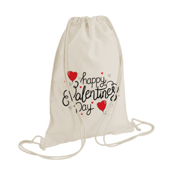 Happy Valentines Day!!!, Τσάντα πλάτης πουγκί GYMBAG natural (28x40cm)