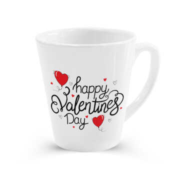 Happy Valentines Day!!!, Κούπα κωνική Latte Λευκή, κεραμική, 300ml