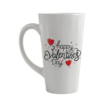 Happy Valentines Day!!!, Κούπα κωνική Latte Μεγάλη, κεραμική, 450ml