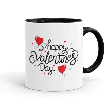 Happy Valentines Day!!!, Mug colored black, ceramic, 330ml