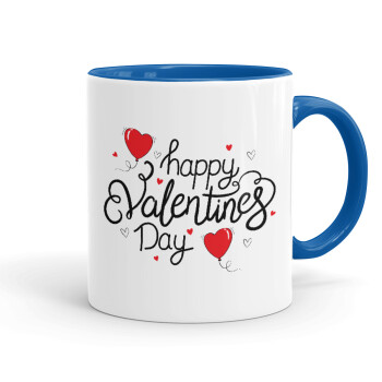 Happy Valentines Day!!!, Mug colored blue, ceramic, 330ml