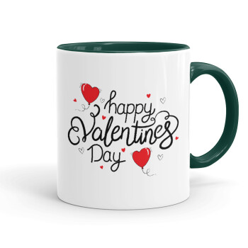 Happy Valentines Day!!!, Mug colored green, ceramic, 330ml