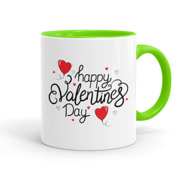 Happy Valentines Day!!!, Mug colored light green, ceramic, 330ml