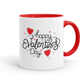 Happy Valentines Day!!!, Mug colored red, ceramic, 330ml