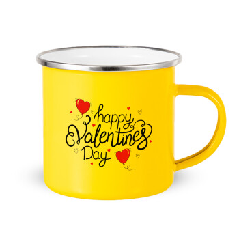Happy Valentines Day!!!, Κούπα Μεταλλική εμαγιέ Κίτρινη 360ml