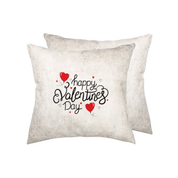 Happy Valentines Day!!!, Μαξιλάρι καναπέ Δερματίνη Γκρι 40x40cm με γέμισμα