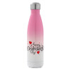 Μεταλλικό παγούρι θερμός Ροζ/Λευκό (Stainless steel), διπλού τοιχώματος, 500ml