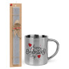 Easter Set, metallic thermal cup (300ml) & Easter aromatic flat candle (30cm) (GRAY)