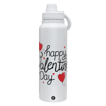 Happy Valentines Day!!!, 1L Stainless Steel Thermal Bottle with Phone Holder & Double Wall Insulation