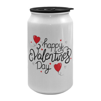 Happy Valentines Day!!!, Κούπα ταξιδιού μεταλλική με καπάκι (tin-can) 500ml