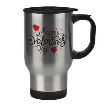 Happy Valentines Day!!!, Stainless steel travel mug with lid, double wall 450ml