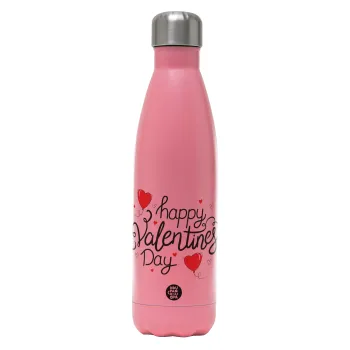 Happy Valentines Day!!!, Metal mug thermos Pink Mat (Stainless steel), double wall, 500ml