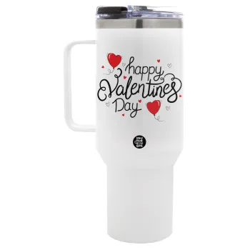 Happy Valentines Day!!!, Mega Tumbler με καπάκι, διπλού τοιχώματος (θερμό) 1,2L