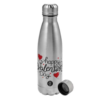 Happy Valentines Day!!!, Metallic water bottle, stainless steel, 750ml