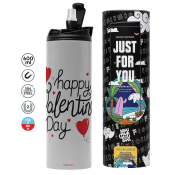 Happy Valentines Day!!!, Tumbler stainless steel GREY 600ml