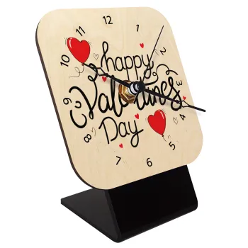 Happy Valentines Day!!!, Επιτραπέζιο ρολόι σε φυσικό ξύλο (10cm)