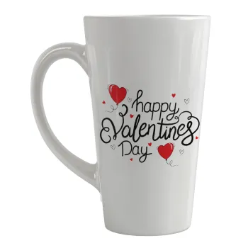 Happy Valentines Day!!!, Κούπα κωνική Latte Μεγάλη, κεραμική, 450ml