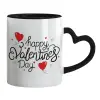 Mug heart black handle, ceramic, 330ml