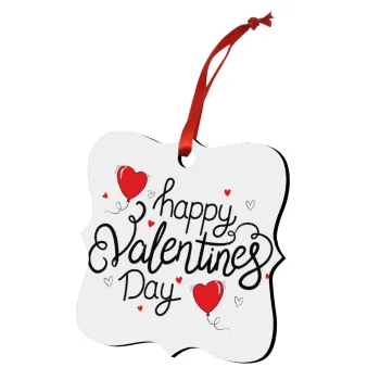 Happy Valentines Day!!!, Στολίδι Χριστουγεννιάτικο στολίδι polygon ξύλινο 7.5cm