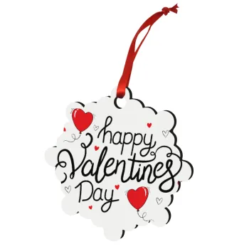 Happy Valentines Day!!!, Christmas ornament snowflake wooden 7.5cm