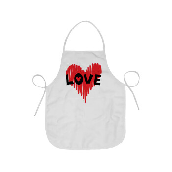 I Love You red heart, Chef Apron Short Full Length Adult (63x75cm)