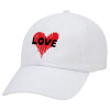 I Love You red heart, Καπέλο ενηλίκων Jockey Λευκό (snapback, 5-φύλλο, unisex)