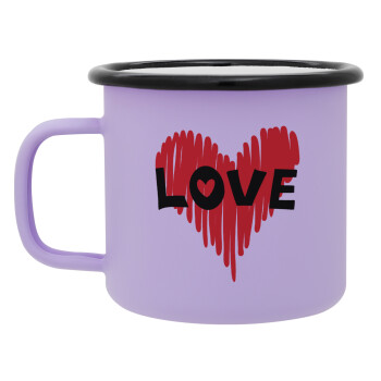 I Love You red heart, Κούπα Μεταλλική εμαγιέ ΜΑΤ Light Pastel Purple 360ml