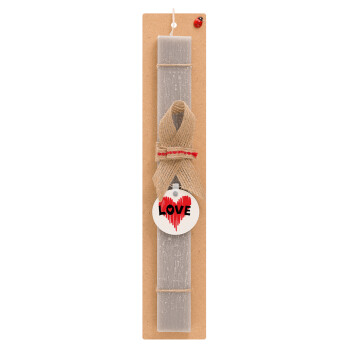 I Love You red heart, Easter Set, wooden keychain & scented Easter candle flat (30cm) (GRAY)