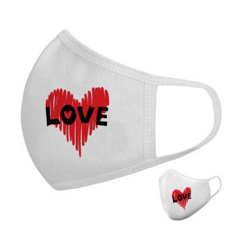 I Love You red heart, Μάσκα υφασμάτινη υψηλής άνεσης παιδική (Δώρο πλαστική θήκη)